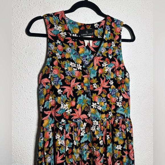 Vintage Carole Little Floral Button Up Maxi Dress size medium - Picture 2 of 6